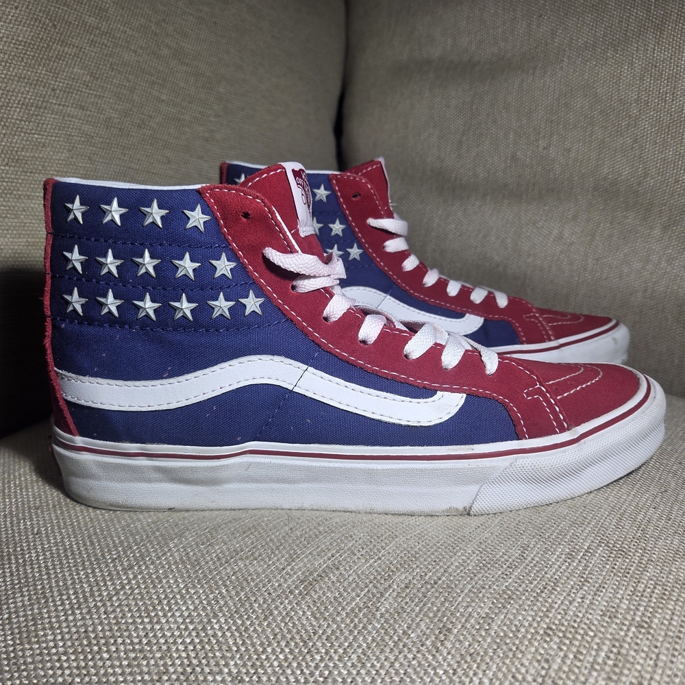 Vans Sk8-Hi Americana Patriotic Shoes Stars & Stripes Red White Blue Men 7.5